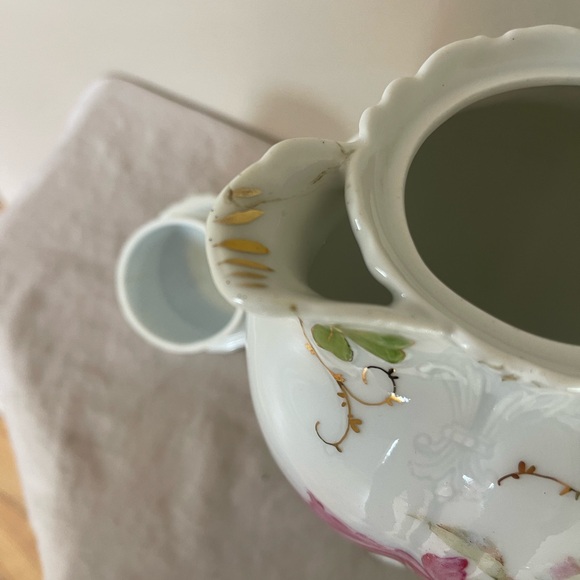 Dresden Germany Antique Porcelain Teapot Coffee Chocolate Pot Pitcher Roses Gold - Picture 10 of 16